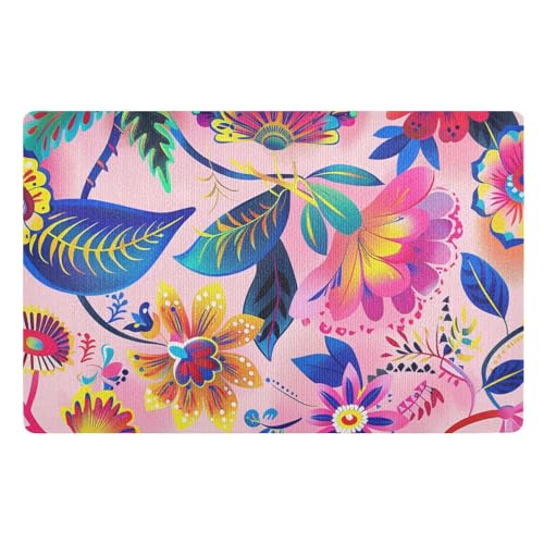 tplaotee Dekorativer Teppich mit rosa Blume, Boho-Stil, für den Außenbereich, Waschküche, 81,3 x 50,8 cm, rutschfester Gummi und waschbar, ultradünn, Küchenmatte für Urlaub, dekorativer Eingang tplaotee Dekorativer Teppich mit rosa Blume, Boho-Stil, für den Außenbereich, Waschküche, 81,3 x 50,8 cm, rutschfester Gummi und waschbar, ultradünn, Küchenmatte für Urlaub, dekorativer Eingang von tplaotee