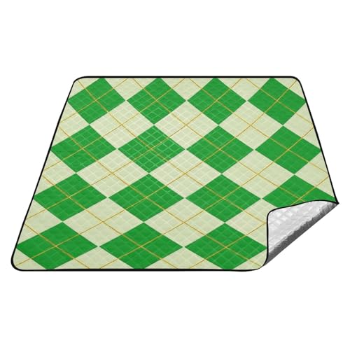 tplaotee Dunkelgrün kariert kariert Büffel Gold Wasserdicht Picknick Essentials Wasserabweisend Große Outdoor-Decke für Outdoor-Menschen Frühlingsgeschenke Manta de Playa Anti von tplaotee