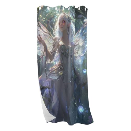 tplaotee Fairy Game Anime Woman Vorhang Verdunkelung Fensterabdeckung für Schlafzimmer Wohnzimmer 213,4 cm Länge Vorhänge für Glasschiebetür, Raumverdunkelungsvorhänge, Größe 132,1 x 213,4 cm von tplaotee