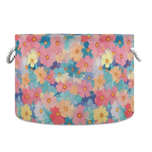 tplaotee Farbenfroher Aufbewahrungskorb mit mehreren Blumen, faltbar, wasserdicht, Aufbewahrungsboxen mit stabilem Griff, 95 qt Behälter für Badezimmer, Schlafzimmer tplaotee Farbenfroher Aufbewahrungskorb mit mehreren Blumen, faltbar, wasserdicht, Aufbewahrungsboxen mit stabilem Griff, 95 qt Behälter für Badezimmer, Schlafzimmer von tplaotee