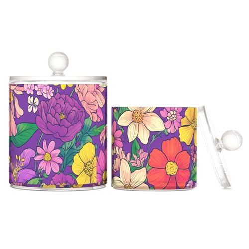 tplaotee Farbige Aufbewahrungsbehälter für Ölgemälde, Blumen, transparent, aus Kunststoff, mit Deckel, Speisekammer, Essentials, dekorative Zahnseide, Aufbewahrungsdose für Wattestäbchen, Wattepads tplaotee Farbige Aufbewahrungsbehälter für Ölgemälde, Blumen, transparent, aus Kunststoff, mit Deckel, Speisekammer, Essentials, dekorative Zahnseide, Aufbewahrungsdose für Wattestäbchen, Wattepads von tplaotee