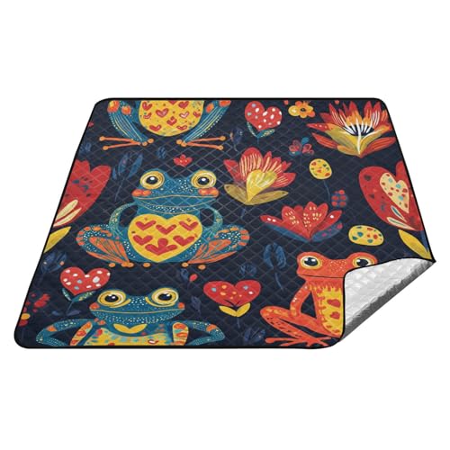tplaotee Frosch mexikanische Volkskunst Motive Valentinstag wasserdichte Picknickdecke groß wasserabweisend Picknick Zubehör Outdoor für Outdoor Frauen Sommer Geschenk Manta Parque von tplaotee