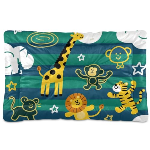 tplaotee Funny Giraffe Affe gestreifte Haustier-Schlafmatte, weich, rutschfest, für mittelgroße und große Hunde, 91,4 x 61 cm, Grün / Blau von tplaotee