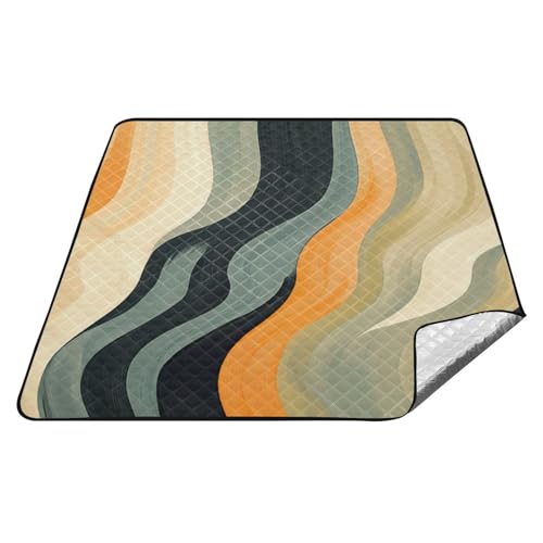 tplaotee Gestreiftes Muster, gewellte Linien, erdige Töne, wasserdicht, Picknickdecke, tragbar, groß, für Damen, Paare, Geschenk, Mantas para dia de campo tplaotee Gestreiftes Muster, gewellte Linien, erdige Töne, wasserdicht, Picknickdecke, tragbar, groß, für Damen, Paare, Geschenk, Mantas para dia de campo von tplaotee