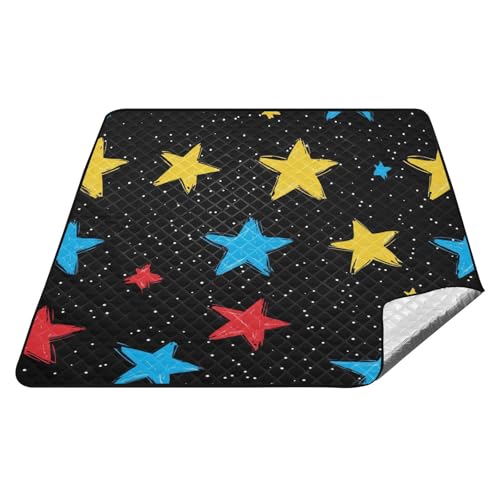 tplaotee Glitzerndes Picknickkorb-Set mit Sternen, handlich, wasserdicht, für Rasen, Camping, verstaubar, für Erwachsene, Paare, Geschenk, Colcha Para, Picknick tplaotee Glitzerndes Picknickkorb-Set mit Sternen, handlich, wasserdicht, für Rasen, Camping, verstaubar, für Erwachsene, Paare, Geschenk, Colcha Para, Picknick von tplaotee
