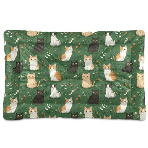 tplaotee Hundebett, Cartoon-Motiv, waschbar, rutschfest, weich, bequem, für große Jumbo, mittelgroße und kleine Hunde, 91,4 x 61 cm, Grün von tplaotee