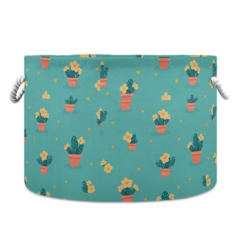 tplaotee Kleiner Aufbewahrungskorb mit Blumen und kleinen Kaktus, zusammenklappbar und wasserdicht, mit Griffen und stabilem Griff, Camping-Behälter für die Aufbewahrung von Heimlaken tplaotee Kleiner Aufbewahrungskorb mit Blumen und kleinen Kaktus, zusammenklappbar und wasserdicht, mit Griffen und stabilem Griff, Camping-Behälter für die Aufbewahrung von Heimlaken von tplaotee