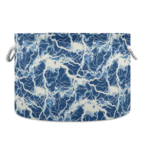 tplaotee Lightning Bolts Aufbewahrungskorb, zusammenklappbar und wasserdicht, mit stabilem Griff, für den Außenbereich, Blau / Weiß tplaotee Lightning Bolts Aufbewahrungskorb, zusammenklappbar und wasserdicht, mit stabilem Griff, für den Außenbereich, Blau / Weiß von tplaotee