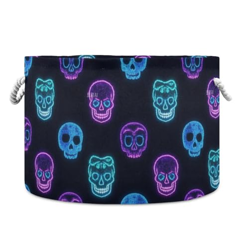 tplaotee Neon fluoreszierender Totenkopf-Aufbewahrungskorb, faltbar und wasserdicht, dekorative Körbe mit stabilem Griff, Wannen, Camping-Mülleimer für die Garage, Werkzeug tplaotee Neon fluoreszierender Totenkopf-Aufbewahrungskorb, faltbar und wasserdicht, dekorative Körbe mit stabilem Griff, Wannen, Camping-Mülleimer für die Garage, Werkzeug von tplaotee