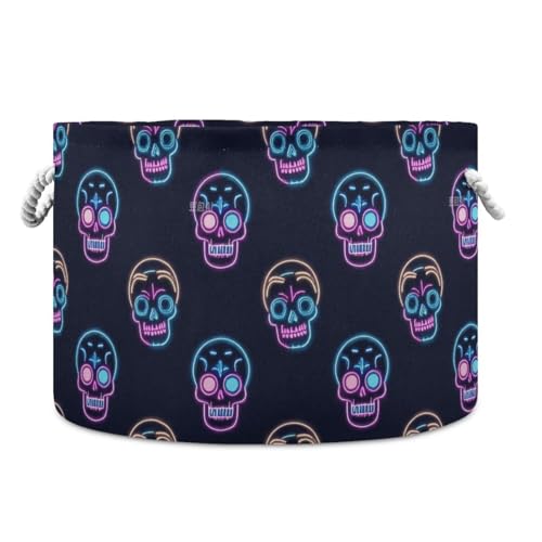 tplaotee Neon fluoreszierender Totenkopf-Aufbewahrungskorb, faltbarer und wasserdichter Wäschekorb mit stabilem Griff, Tasche für Badezimmer und Baby von tplaotee
