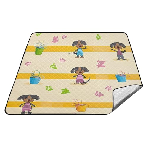 tplaotee Niedlicher Cartoon-Hund, wasserdicht, Picknick-Tisch, tragbar, Camping, Picknickdecke für Boden, Frühling, Geschenk, Sabana Para, Picknick von tplaotee