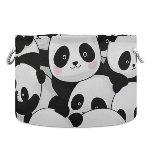 tplaotee Niedlicher Cartoon-Panda-Aufbewahrungskorb, zusammenklappbar und wasserdicht, Körbe für Regale mit stabilem Griff, kleine Aufbewahrungskörbe für Waschküche, Waschküche, Wohnheim von tplaotee
