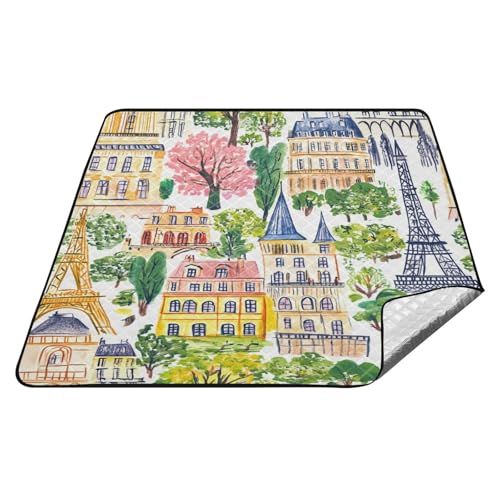 tplaotee Paris Castel handlich gezeichnetes wasserdichtes Picknick-Set, tragbar, Rasen, faltbar, Picknickdecke für Familien, Konzertdecke, Manta, Para Dia de Campo tplaotee Paris Castel handlich gezeichnetes wasserdichtes Picknick-Set, tragbar, Rasen, faltbar, Picknickdecke für Familien, Konzertdecke, Manta, Para Dia de Campo von tplaotee