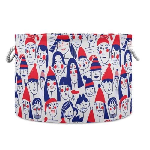 tplaotee Pattern Of People Happy Face Aufbewahrungskorb, zusammenklappbar und wasserdicht, Kleideraufbewahrungskorb mit stabilem Griff, große Aufbewahrungskörbe für Regal, Büro, Spielzeug, Blau tplaotee Pattern Of People Happy Face Aufbewahrungskorb, zusammenklappbar und wasserdicht, Kleideraufbewahrungskorb mit stabilem Griff, große Aufbewahrungskörbe für Regal, Büro, Spielzeug, Blau von tplaotee