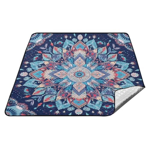 tplaotee Picknick-Set im Bohemian-Stil, Mandala-Muster, wasserdicht, groß, Rasen, Decke für Outdoor-Menschen, Picknickartikel, Rot / Blau tplaotee Picknick-Set im Bohemian-Stil, Mandala-Muster, wasserdicht, groß, Rasen, Decke für Outdoor-Menschen, Picknickartikel, Rot / Blau von tplaotee