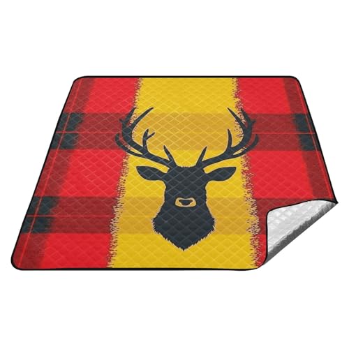 tplaotee Picknickdecke mit Hirschmotiv, wasserdicht, für Camping, Party, Strand, Picknick, Decke für Erwachsene, Paare, Geschenk, Rot / Gelb tplaotee Picknickdecke mit Hirschmotiv, wasserdicht, für Camping, Party, Strand, Picknick, Decke für Erwachsene, Paare, Geschenk, Rot / Gelb von tplaotee