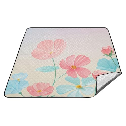 tplaotee Picknickdecke mit blauen und rosa Blumen im Sommer, wasserabweisend, Wandern, Picknick-Zubehör, Outdoor, für Erwachsene, Picknickartikel, Cobija Para Picknick tplaotee Picknickdecke mit blauen und rosa Blumen im Sommer, wasserabweisend, Wandern, Picknick-Zubehör, Outdoor, für Erwachsene, Picknickartikel, Cobija Para Picknick von tplaotee
