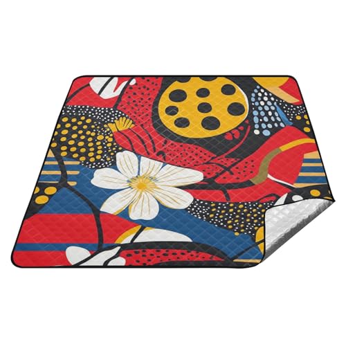 tplaotee Picknickmatte mit abstrakten Blumen, gepunktet, wasserdicht, XXL, Picknickdecke, tragbare Decke für Damen, 30er-Jahre-Sommer-Geschenk, Tapete, Para-Picknick tplaotee Picknickmatte mit abstrakten Blumen, gepunktet, wasserdicht, XXL, Picknickdecke, tragbare Decke für Damen, 30er-Jahre-Sommer-Geschenk, Tapete, Para-Picknick von tplaotee