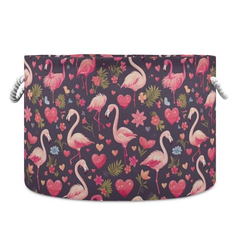 tplaotee Pink Flamingos Romantic Love Aufbewahrungskorb, zusammenklappbar und wasserdicht, Aufbewahrungsbox mit stabilem Griff, rund, niedliche Aufbewahrung für Schrank, Regal, Kinder tplaotee Pink Flamingos Romantic Love Aufbewahrungskorb, zusammenklappbar und wasserdicht, Aufbewahrungsbox mit stabilem Griff, rund, niedliche Aufbewahrung für Schrank, Regal, Kinder von tplaotee
