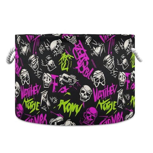 tplaotee Punk Peach Black Skulls Rock Aufbewahrungskorb, zusammenklappbar und wasserdicht, Wäschekorb mit stabilem Griff, kleine Aufbewahrungskörbe für Badezimmer und Küche von tplaotee