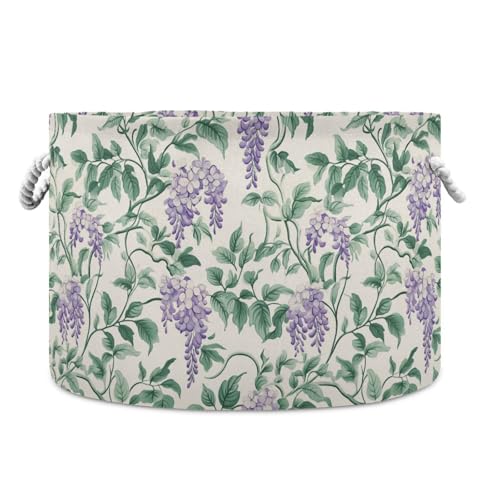 tplaotee Retro-Aufbewahrungskorb mit Glyzinien-Motiv, zusammenklappbar und wasserdicht, Stoffkörbe mit stabilem Griff, runde Outdoor-Behälter für Schrank, Schreibtisch, Schuhe tplaotee Retro-Aufbewahrungskorb mit Glyzinien-Motiv, zusammenklappbar und wasserdicht, Stoffkörbe mit stabilem Griff, runde Outdoor-Behälter für Schrank, Schreibtisch, Schuhe von tplaotee