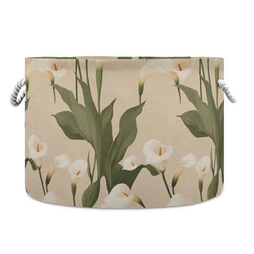 tplaotee Retro Calla Lily Beige Aufbewahrungskorb Faltbarer und wasserdichter Wäschekorb mit stabilem Griff Cubbies Decorativos Aufbewahrung für Regale Raumtuch von tplaotee