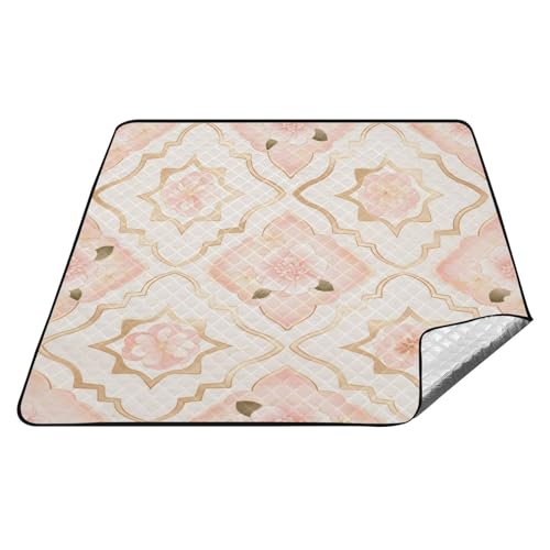 tplaotee Rosettenmuster Pfirsichgold Blumenmuster wasserdicht Picknickzubehör großer Rasen Outdoor Camping Matte für Erwachsene Frühling Geschenke Cobijas Para Picknick tplaotee Rosettenmuster Pfirsichgold Blumenmuster wasserdicht Picknickzubehör großer Rasen Outdoor Camping Matte für Erwachsene Frühling Geschenke Cobijas Para Picknick von tplaotee