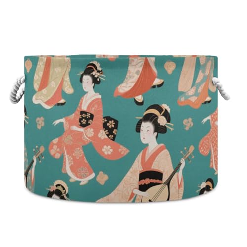 tplaotee Schöner grüner japanischer Goliki-Aufbewahrungskorb, zusammenklappbarer und wasserdichter Wäschekorb mit stabilem Griff, Tasche, Zubehörbehälter für Badezimmer, Büro, Spielzeug von tplaotee