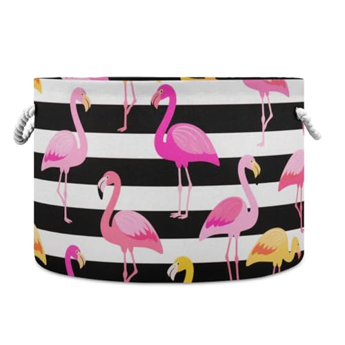 tplaotee Schwarz-weiß gestreifter Flamingo-Aufbewahrungskorb, faltbar und wasserdicht, Wäschekorb mit stabilem Griff, Aufbewahrungsbehälter für Küche, Bettwaren tplaotee Schwarz-weiß gestreifter Flamingo-Aufbewahrungskorb, faltbar und wasserdicht, Wäschekorb mit stabilem Griff, Aufbewahrungsbehälter für Küche, Bettwaren von tplaotee