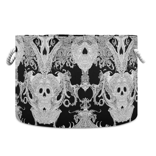 tplaotee Schwarzer Totenkopf, einfacher Boho-Aufbewahrungskorb, zusammenklappbar und wasserdicht, Aufbewahrungsbox mit stabilen Grifftaschen, Dekoration, Aufbewahrung für Garage, Badezimmer, Laken tplaotee Schwarzer Totenkopf, einfacher Boho-Aufbewahrungskorb, zusammenklappbar und wasserdicht, Aufbewahrungsbox mit stabilen Grifftaschen, Dekoration, Aufbewahrung für Garage, Badezimmer, Laken von tplaotee