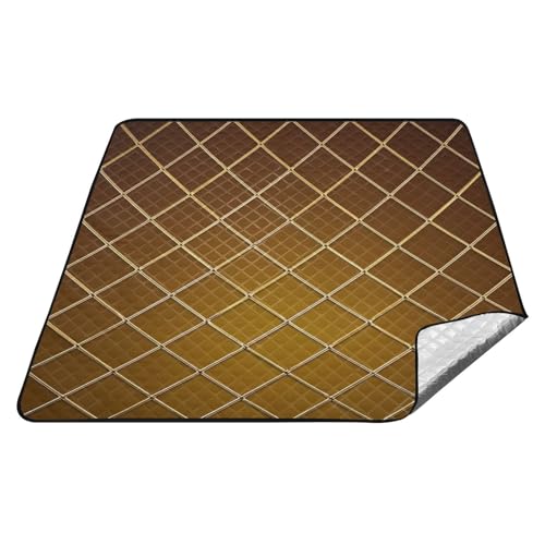 tplaotee Stranddecke mit goldfarbenem Gittermuster, braun, würfelförmig, wasserdicht, tragbar, für Rasen, für Gras, für Boden, Konzertdecke, Manta de Picknick tplaotee Stranddecke mit goldfarbenem Gittermuster, braun, würfelförmig, wasserdicht, tragbar, für Rasen, für Gras, für Boden, Konzertdecke, Manta de Picknick von tplaotee