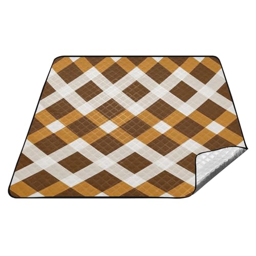 tplaotee Trendige, braune karierte Rhombus-Plaid, wasserdicht, Stranddecke, wasserabweisend, Gras, faltbare Picknickdecke für Boden, Picknickartikel, Teppich für Picknick tplaotee Trendige, braune karierte Rhombus-Plaid, wasserdicht, Stranddecke, wasserabweisend, Gras, faltbare Picknickdecke für Boden, Picknickartikel, Teppich für Picknick von tplaotee