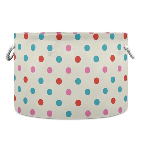 tplaotee Trendiger Aufbewahrungskorb mit Punkten, Blaugrün, Rot, Pfirsichfarben, faltbar, wasserdicht, mit stabilem Griff, kleine Behälter für Regale, Küche, Haus tplaotee Trendiger Aufbewahrungskorb mit Punkten, Blaugrün, Rot, Pfirsichfarben, faltbar, wasserdicht, mit stabilem Griff, kleine Behälter für Regale, Küche, Haus von tplaotee