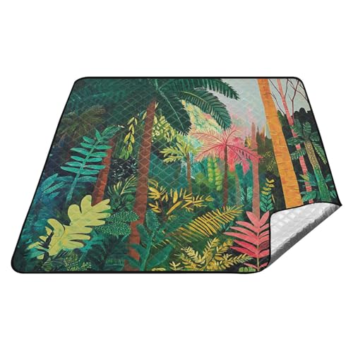 tplaotee Tropischer Regenwald, Kunst, grün, wasserdicht, Picknick-Set, wasserabweisend, Party, sandabweisend, Stranddecke für Gras, Frühling, Geschenke, Manta de Playa Anti tplaotee Tropischer Regenwald, Kunst, grün, wasserdicht, Picknick-Set, wasserabweisend, Party, sandabweisend, Stranddecke für Gras, Frühling, Geschenke, Manta de Playa Anti von tplaotee