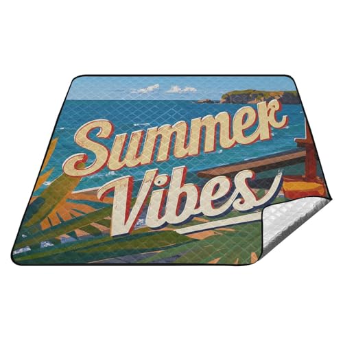 tplaotee Vintage-Poster, Sommer-Vibes, wasserdichtes Picknick-Zubehör, tragbare Wanderdecke für Outdoor-Menschen, Sommergeschenk, Cojines Para, Picknick von tplaotee