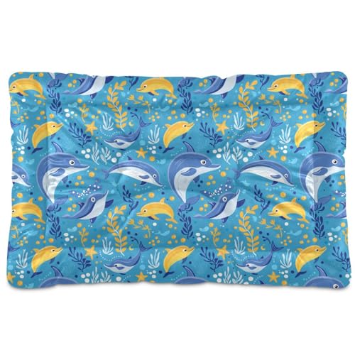 tplaotee Waschbares Haustierbett, Motiv: Meerestiere, Delfin, rutschfest, weich, bequem, für große, mittelgroße und kleine Hunde, 91,4 x 61 cm tplaotee Waschbares Haustierbett, Motiv: Meerestiere, Delfin, rutschfest, weich, bequem, für große, mittelgroße und kleine Hunde, 91,4 x 61 cm von tplaotee