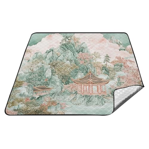 tplaotee Wasserdichte Picknickdecke, chinesische Landschaft, XXL, Outdoor-Spielmatte für Damen, 30er-Jahre-Picknickartikel, für Picknicks, Pink / Grün tplaotee Wasserdichte Picknickdecke, chinesische Landschaft, XXL, Outdoor-Spielmatte für Damen, 30er-Jahre-Picknickartikel, für Picknicks, Pink / Grün von tplaotee