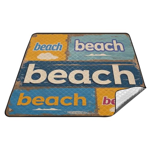 tplaotee Wasserdichte Picknickdecke mit Vintage-Poster, Strand, faltbar, XXL, Wandern, Gartenmatte für Outdoor-Menschen, Konzertdecke, Colchoneta Para, Picknick von tplaotee