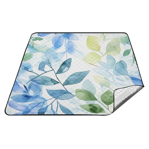 tplaotee Wasserfarben-Kunst-Blätter, blau-grün, wasserdicht, Picknickdecke, XXL, Camping, Party, sandabweisend, Stranddecke für Erwachsene, Paare, Geschenk, Mantas, Parques tplaotee Wasserfarben-Kunst-Blätter, blau-grün, wasserdicht, Picknickdecke, XXL, Camping, Party, sandabweisend, Stranddecke für Erwachsene, Paare, Geschenk, Mantas, Parques von tplaotee