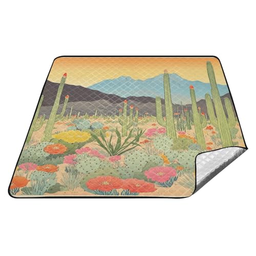 tplaotee Wüste mit Kakteen und blühenden Blumen, wasserdicht, verstaubar, groß, Park, wasserdichte Decke für Gras, Picknickartikel, Colcha Para, Picknick von tplaotee