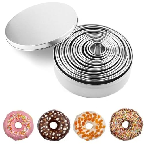 12 Stück Ausstecher Rund - Plätzchen Ausstecher Runde mit Aufbewahrungsbox, Keksausstecher Edelstahl für Gebäck Donut Fondant Backen DIY Kuchen von trabag