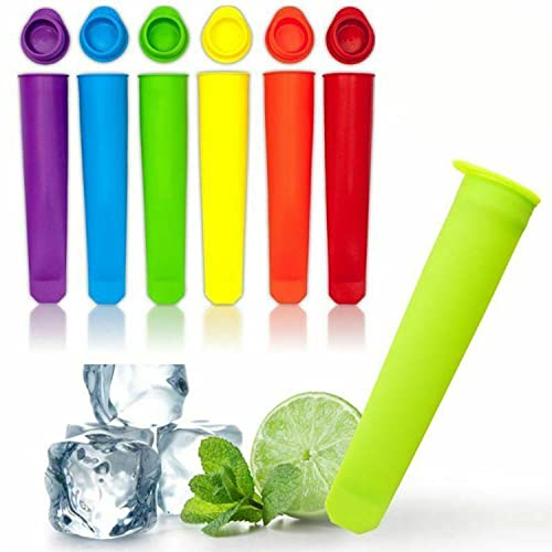 6 Stück Eisformen Silikon, EIS am Stiel Eislutscher Formen mit Decke, Ice Pop Maker, Wassereis Formen Popsicle 100% Lebensmittel Silikon, BPA Frei, Wiederverwendbare Formen für Kinder (Bunt) von trabag