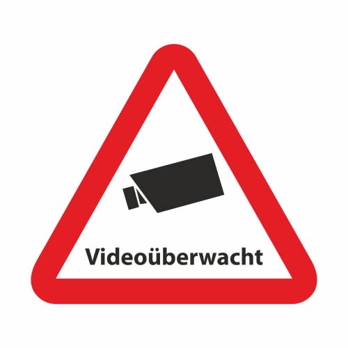 tradercat Aufkleber Videoüberwachung Sicherheit - 5x4,5cm - Warnaufkleber / Hinweisaufkleber für Innen und Aussen mit UV-Schutz-, Hinweis / Gefahr Schild – Digitaldruck von tradercat