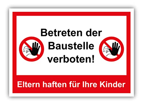 tradercat Betreten der Baustelle verboten Schild Alu 3mm Alu-Dibond Schild Aluminiumverbundplatte mit UV-Schutz Baustelle betreten verboten Hinweisschilder Warnzeichen (ALU | 42 x 30 cm) von tradercat