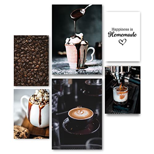tradercat Bilder Set – 6 Poster – Home Deko Poster Set für Küche und Esszimmer, farblich abgestimmt – Mood Dekoration für dein zu Hause (2x A3, 4x A4 | Ohne Rahmen, Kaffee Schokolade) von tradercat