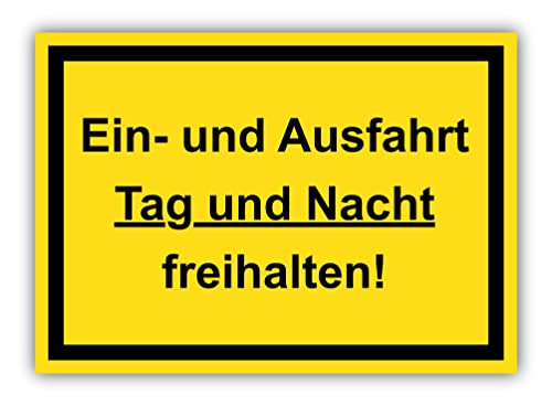 tradercat Ein- und Ausfahrt Tag und Nacht freihalten Schild Aufkleber aus Vinyl Schilder Sticker mit UV-Schutz Einfahrt Ausfahrt freihalten Hinweisschilder Warnzeichen (AUFKLEBER | 30 x 21 cm) von tradercat