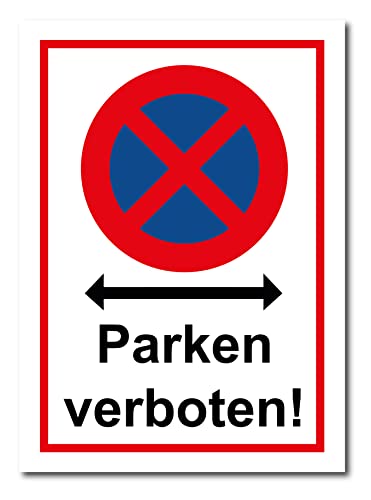 tradercat Parken verboten! Schild Alu 3mm Alu-Dibond Schild Aluminiumverbundplatte mit UV-Schutz Parkverbot Hinweisschilder Parken verboten schild Warnzeichen (ALU | 42 x 30 cm) von tradercat