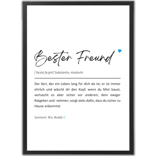 tradercat Poster Set – Familie und Freunde - Definition Herz Kunstdruck – Wandbild Geschenk – Jubiläum – Geburtstag – Verabschiedung – Home Deko – Büro – Office (A4 | Weisser Rahmen, Bester Freund) von tradercat