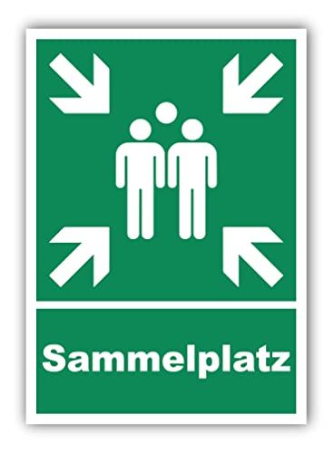 tradercat Sammelplatz Schild Alu 3mm Alu-Dibond Schild Aluminiumverbundplatte mit UV-Schutz Sammelstelle Hinweisschilder Fluchtwegschild Warnzeichen (ALU | 42 x 30 cm) von tradercat