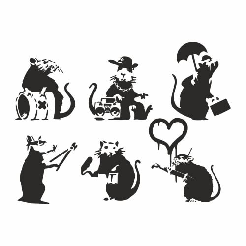 tradercat Wandaufkleber Wandtattoo Banksy Ratten Kollektion - je Ratte: von 7,5cm bis 10,5cm Höhe - für Wohnzimmer, Esszimmer, Küche, Schlafzimmer, Kinderzimmer, etc. – mit Anleitung von tradercat